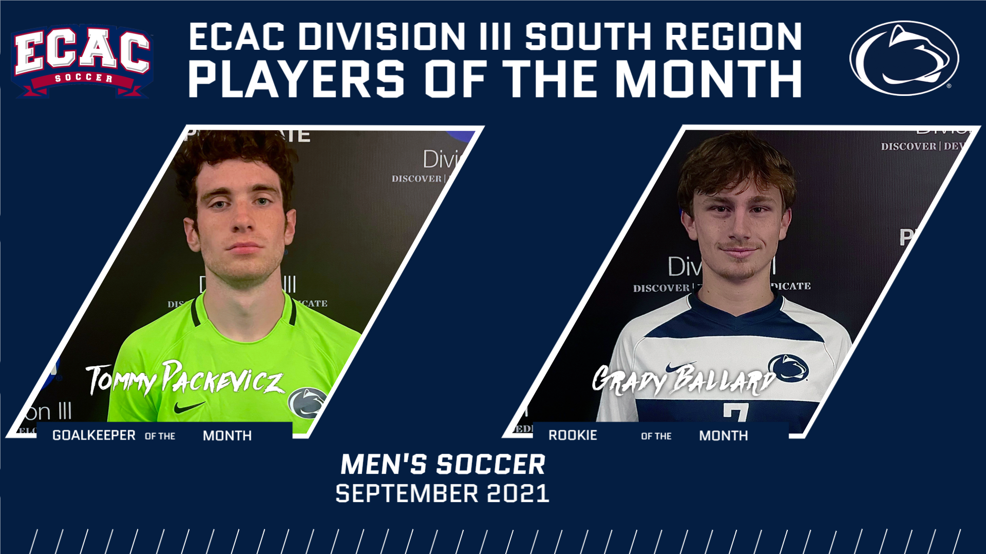 Packevicz, Ballard Take ECAC Regional Men&rsquo;s Soccer Monthly Awards