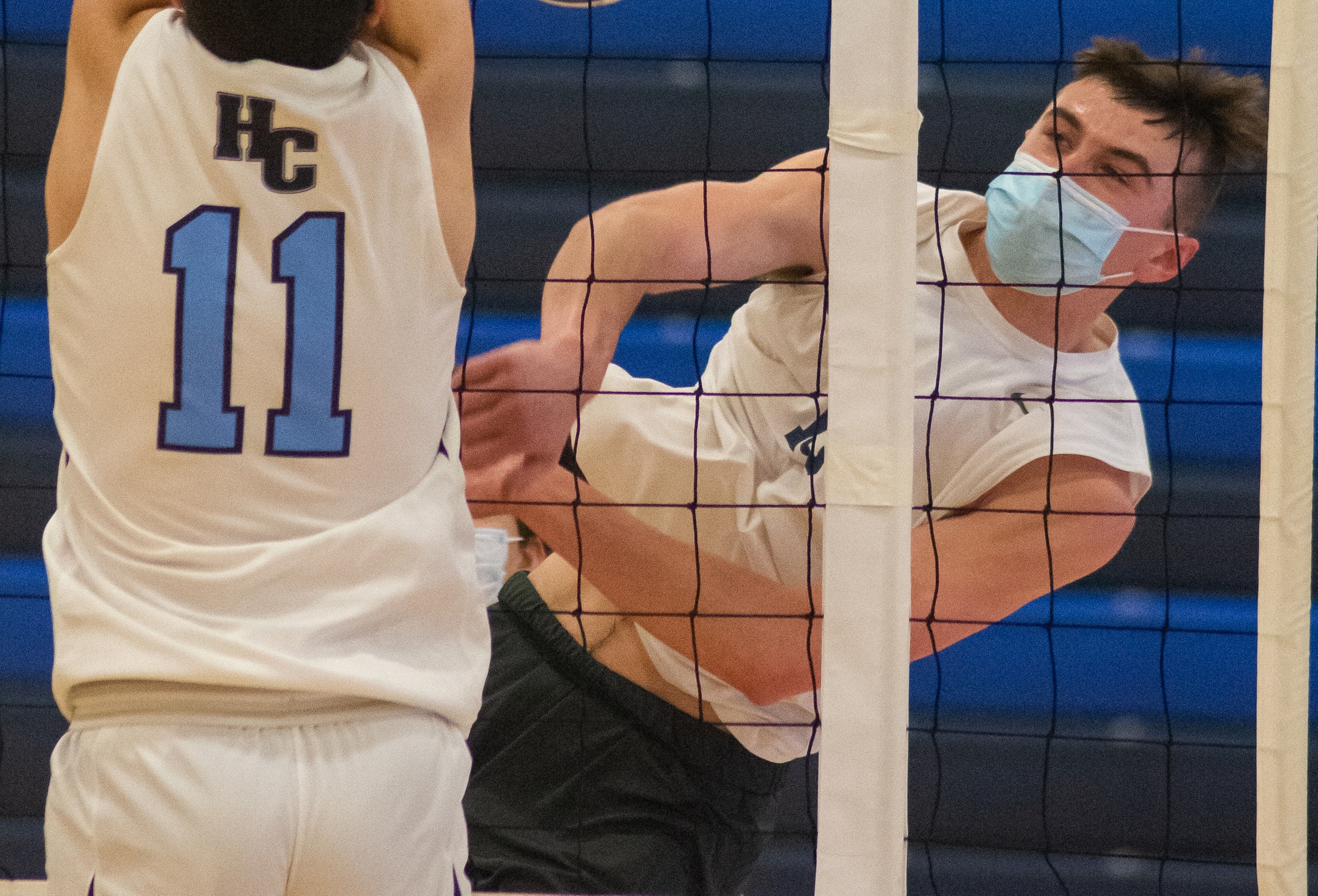Photo (by Earl Kufen): Penn State Altoona's Jared Bodisch follows through on a swing during Wednesday night's match against Hiram in the Adler Arena.